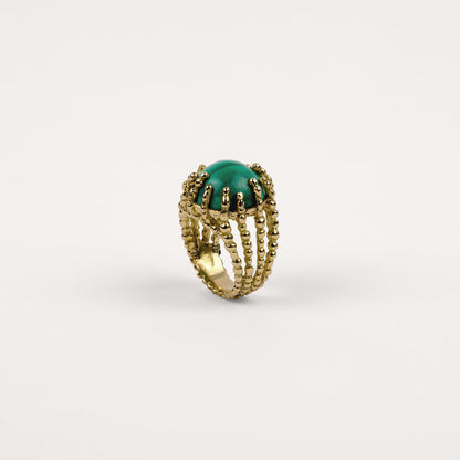 Bague Boules d'amour malachite et or jaune recyclé 18k 750/1000