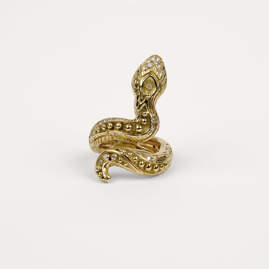 Bague Prodigieux bestiaire serpent magicien diamants et or jaune recyclé 18k 750/1000