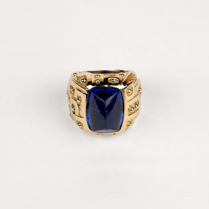 Bague Sirène de Namibie Cabinet de curiosité tanzanite taille pain de sucre et or jaune recyclé 18k 750/1000