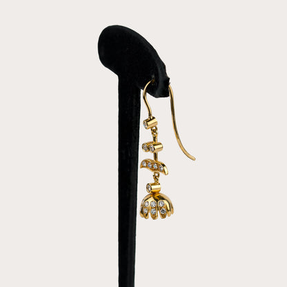 Boucles d'oreilles Olympia clochettes, diamants et or jaune recyclé 18k 750/1000