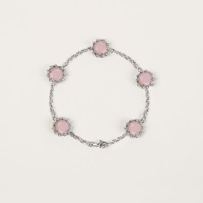 Bracelet Boules d'amour opale rose et or blanc recyclé 18k 750/1000