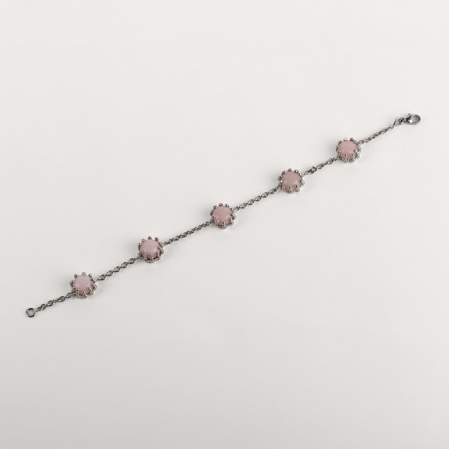 Bracelet Boules d'amour opale rose et or blanc recyclé 18k 750/1000