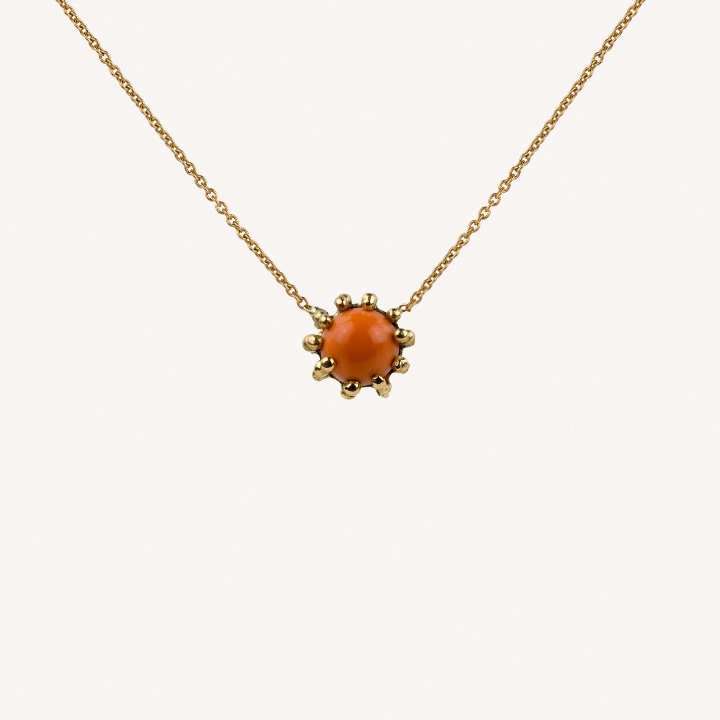 Collier pendentif mini Boules d'amour corail et or jaune recyclé 18k 750/1000