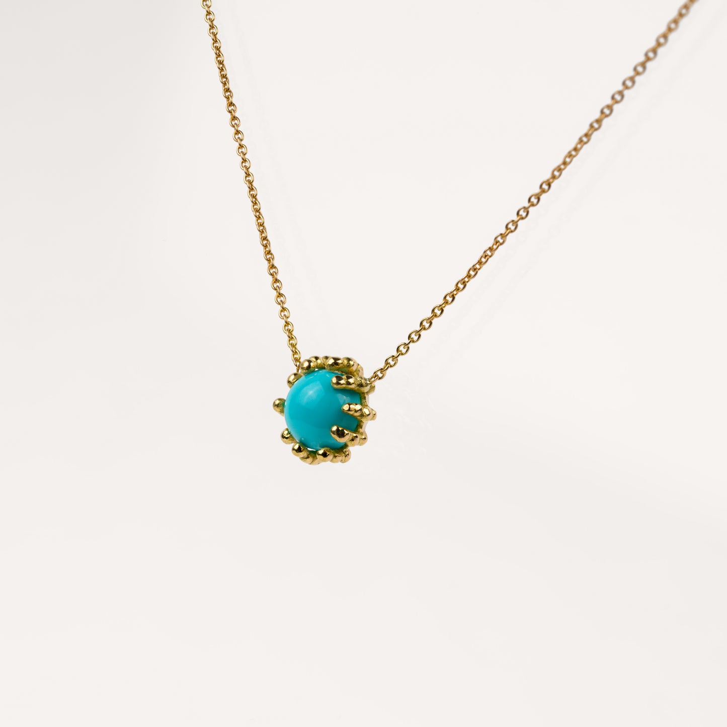 Collier Pendentif Boules d'amour turquoise et or jaune recyclé 18k 750/1000