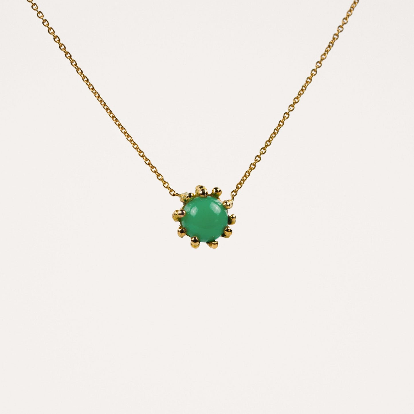 Collier Pendentif Boules d'amour chrysoprase et or jaune recyclé 18k 750/1000