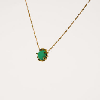 Collier Pendentif Boules d'amour chrysoprase et or jaune recyclé 18k 750/1000