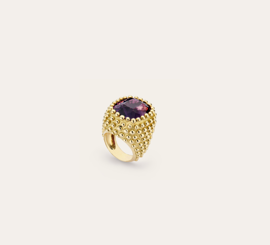 Bague Poudre d'escampette améthyste et or jaune 18k 750/1000
