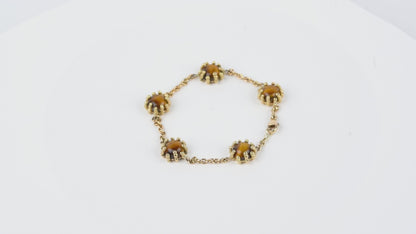 Bracelet Boules d'amour œil de tigre et or jaune recyclé 18k 750/1000.