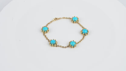 Bracelet Boules d'amour turquoise et or jaune recyclé 18k 750/1000.