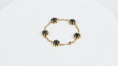 Bracelet Boules d'amour onyx et or jaune recyclé 18k 750/1000.