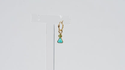 Charm Bohème pour créole, turquoise, tourmaline jaune et or jaune recyclé 18k 750/1000