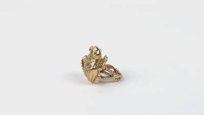 Bague Prodigieux bestiaire grenouille anneau perlé diamants et or jaune 18k 750/1000