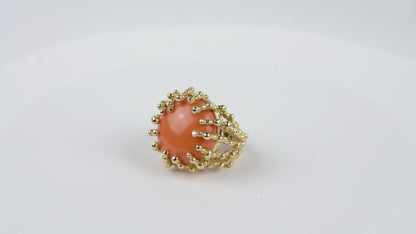 Bague Boules d'amour corail et or jaune recyclé 18k 750/1000