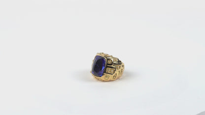 Bague Sirène de Namibie Cabinet de curiosité tanzanite taille pain de sucre et or jaune recyclé 18k 750/1000