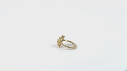 Bague Prodigieux bestiaire tortue anneau perlé diamants et or jaune recyclé 18k 750/1000