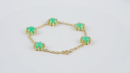 Bracelet Boules d'amour chrysoprase et or jaune recyclé 18k 750/1000